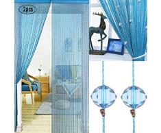 UNIAI Fadenvorhang Fadengardine Vorhang Perlenvorhang - 2er Pack Tür Perlen Vorhänge 100x200cm Raumteiler Anti-Moskito