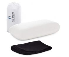 Reisekissen VOLAR Aloe Vera aus Visco-Schaum mit Bambus-Aktivkohle | Orthopädisches Nackenkissen mit gratis Baumwoll-Bezug | Nackenstützkissen, Kopfkissen für Reisen, Auto, Flugzeug | 40x25x10 cm