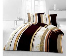 DRULINE Schoko Weiß BETTWÄSCHEGARNITUR 4 TLG Microfaser 155x220 cm Mikrofaser Bettbezug