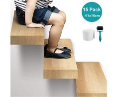 15 Stück Anti Rutsch Streifen für Treppen Selbstklebender Rutschschutz Transparent Klebestreifen Treppenstufen Matten 10cm x 61cm