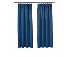 Deconovo Vorhang Blickdicht thermogardine Kräuselband Gardinen Wohnzimmer 175x140 cm Blau 2er Set