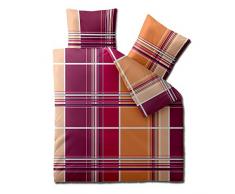 aqua-textil Concept Bettwäsche 200 x 200 cm 3teilig Mikrofaser Bettbezug Gladys Kariert Rot Orange