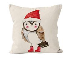 Nunubee Kissenbezug Hohe Qualität bettwäsche Wohnkultur Weihnachten-Serie Dekorative Kissenhülle Sofakissen zierkissen Elch Weihnachtsmann Gedruckt Glocke Elf Rentier Rudolph Festive, Eule 45x45cm