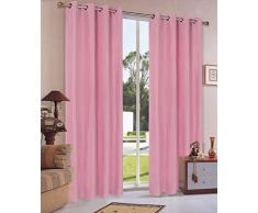 Vorhang Blickdicht Schal, 2 Stück 245x140 (HxB) Matte unifarbene Gardine mit Ösen, Pink Material aus Microsatin Micofaser-Gewebe, 204050