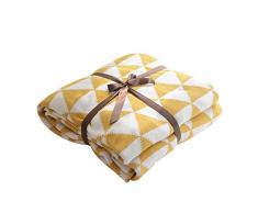 MYLUNE HOME 100% Baumwolle Stilvolle Strickdecke für Fernsehen oder Nap auf dem Stuhl, Sofa und Bett 130 * 160cm (Yellow)