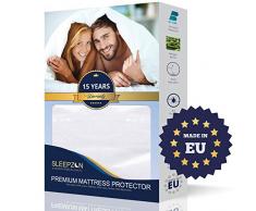 ⭐ Wasserdichter Matratzenschoner 200x200 cm, Molton 100% Baumwolle, Matratzenbezug mit Nässeschutz, Atmungsaktiv, Neuste Version der Betteinlage mit Nässeschutz - Made in UE - 15 Jahre Garantie