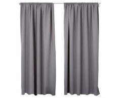 WOLTU VH5881dg-2, 2er Set Gardinen Vorhänge Blickdicht mit Kräuselband Schwere Verdunkelungsvorhang Thermovorhang Verdunkelungsgardine Schal Wohnzimmer Schlafzimmer Küche, 135x225 cm, Grau
