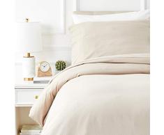 AmazonBasics - Bettwäsche-Set, Fein-Biber, 135 x 200 cm, Taupe