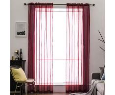 MIULEE 2er Set Voile Christmas Weihnachten Vorhang Transparente Gardine Polyester Schlaufenschal Transparent Wohnzimmer Luftig Dekoschal Weihnachtsdekoration für Schlafzimmer rot 55Wx88L,Rod Pocket