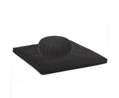 Medi-Set Basic I: Meditationskissen ZAFU BASIC (Dinkel) und Meditationsmatte ZABUTON BASIC, schwarz, Meditationszubehör, Meditationsunterlage 80 x 80cm