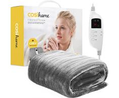 Cosi Home XL Heizdecke 180 x 130 cm - Extra große elektrische Wärmedecke mit Abschaltautomatik, waschbare Kuscheldecke mit digitaler Bedienung, Timer und 9 Heizstufen - Grau