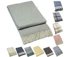 Zaloop Wolldecke Kaschmir versch. Farben ca. 140x200 cm Kaschmirdecke Decke Plaid Schurwolle grau