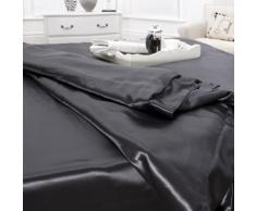 Jasmine Silk 4 tlg 100% Maulbeere 19MM Charmeuse Seide Bettwäsche-Sets/ Bettbezüge (schwarz) - SUPER KING