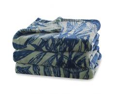DecoKing 40799 Kuscheldecke 220x240 cm Decke Microfaser Mikrofaserdecke Fleecedecke Wohndecke Fleece weich sanft kuschelig grün blau grau Rainforest Jungle Collection