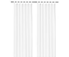 heimtexland ® Dekoschal mit Schlaufen und Kräuselband uni in weiß HxB 175x140 cm BLICKDICHT aber Lichtdurchlässig - Vorhang natürlich matt einfarbig mit wunderschön leichtem Fall - Schlaufenschal Bandschal ÖKOTEX Gardine Typ117