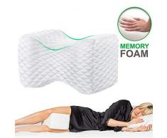 VDSOW Kniekissen Weiß, Orthopädisches Knie-Kissen für Seitenschläfer mit Memory-Schaum, Schwangerschaft Kniestützkissen Beinkisse zum Schlafen auf der Seite Bein Hüfte Rückenschmerzen Linderung