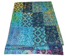 Indische handgefertigte Patchwork-Decke aus 100 % Baumwolle Kantha-Quilt-Design von Gudari Kantha Decke Gudari Tagesdecke Vintage Tagesdecke Batik-Druck 228,6 x 152,4 cm ...