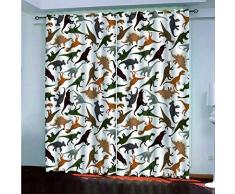 DOMDIL Vorhang Blickdicht mit Ösen Gardine für Schlafzimmer, Kinderzimmer 2 Stück 132cm*160cm Verdunkelungsvorhänge farbige Vorhänge,Dinosaurier