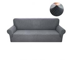 Interlink-UK Sofabezug Sofahusse 3 Sitzer Elastisch Stretch Jacquard aus Rutschfest Material Elegant (Grau, 3 Sitzer 185-230cm)