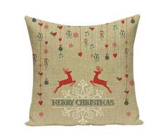 Nunubee Kissenbezug bettwäsche Weihnachten-Serie 2 Leinenmaterial Platz Dekorative Akzente Setzen Fall Sofa zierkissen Elch Weihnachtsmann Glocke Elf Rentier Rudolph Festive, Weihnachten 2 45x45cm