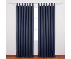 Deconovo Vorhang Blickdicht Gardinen Blickdicht Verdunkelungsvorhang Schlaufen 245x140 cm Dunkelblau 2er Set