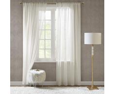 SCM Gardinen Schals in Leinen-Optik Leinenstruktur Vorhänge Schlafzimmer Transparent Vorhang für große Fenster Doris Off White, lang (2er-Set, je 245x140cm)