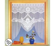 heimtexland Gardinen, Vorhang, Fadenstore-Fensterbild in M-Bogenform mit Stangendurchzug, Farbe Weiß, Höhe 110cm x Breite 100cm für Fensterbreite 85-100cm