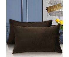 BGment Samt Kissenbezug Kissenhülle Dekokissen Sofakissen Lendenkissen Wurfkissenbezug für Schlafzimmer, Wohnzimmer Kissenhülle Braun 30 x 50 cm,2er Pack