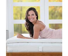 maxVitalis Matratzen Topper viscoelastische Matratzenauflage Visco Topper Viscoschaum Viscoauflage weiß Aloe Vera Bezug Öko tex 4 cm dick (90 x 200 cm)