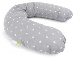 Priebes Nackenhörnchen Peter | Reisekissen für Kinder und Erwachsene | Nackenstütze Nackenkissen mit Stützfunktion | Verhindert Abkippen des Kopfes | 100% Baumwolle, Design:stars grau