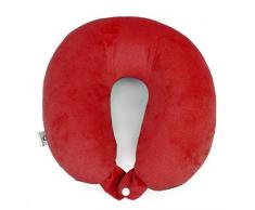 HAUPTSTADTKOFFER - SCHLAFGUT - Reise-Nackenkissen Nackenhörnchen Reisekissen aus hautfreundlichen Fleece-Bezug, Füllung Mikroperlen, Rot