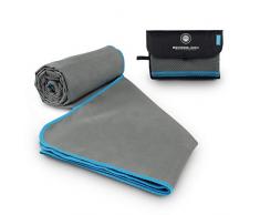 BERGBRUDER Microfaser Handtücher - Ultraleicht, kompakt & schnelltrocknend - Mikrofaser Handtuch, Reisehandtuch, Sporthandtuch (Grau-Blau, M 120x60 cm)