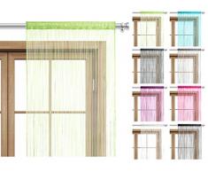 wometo Fadenvorhang Türvorhang 90x245 Stangendurchzug Schlaufe - waschbar (apfelgrün)