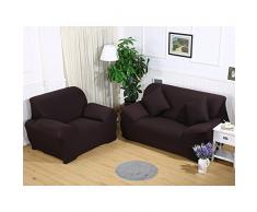 ele ELEOPTION Sofa Überwürfe Sofabezug Stretch elastische Sofahusse Sofa Abdeckung in Verschiedene Größe und Farbe Herstellergröße 145-185cm (Dunkelbraun, 2 Sitzer für Sofalänge 130-170cm)