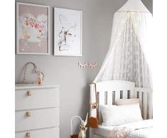 Betthimmel Baby,Betthimmel Baldachin Runde Kuppel,Kinder Moskitonetz,Betthimmel Kinder Lesesaal, Schlafzimmer Dekoration (Betthimmel Spitze Weiß-Neu)