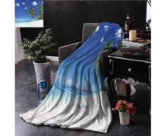 Searster$ Fleece Blanket Ozean Fell Decke Lagune Palm Leaf Wolken Bett Schlafen Reise Haustiere Lesen,102X127Cm (50X40 In)