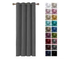 Deconovo Verdunkelungsvorhang Ösen Gardinen Schlafzimmer Ösenvorhang Blickdicht 180x140 cm Hellgrau