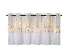 Delindo Lifestyle LED Scheibengardine STERNENREGEN für die Küche, beleuchtete Bistrogardine, 45x115 cm, Moderne und transparente Gardine zu Weihnachten