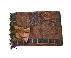 Tribal Asian Textiles Wendebettwäsche aus Wolle und Seide, Jamawar Paisley-Überwurf, Designer-Bettwäsche, Tagesdecke