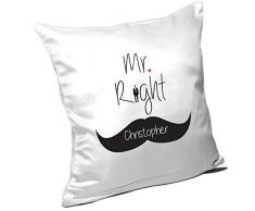 Kissen mit Namen Christopher und schönem Mr. Right-Motiv zum Valentinstag - Namenskissen - Kuschelkissen - Schmusekissen