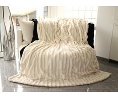 Kaufmann Pelzimitatdecke, Creme-Weiss, in Schwerer doppellagiger Qualität, Hochwertige Kuscheldecke, Decke, Wohndecke, Nerzdecke, Plaid, Webpelzdecke, Tagesdecke