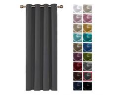 Deconovo Blickdicht Gardinen mit Ösen für Schlafzimmer Thermogardinen Vorhang Blickdicht 240x140 cm Dunkelgrau