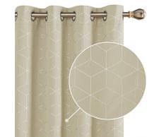Deconovo Gardinen Blickdicht Ösen Vorhang Deko Ösenvorhang Wohnzimmer 229x117 cm Beige 2er Set