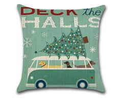 Nunubee Kissenbezug Hohe Qualität bettwäsche Wohnkultur Weihnachten-Serie Dekorative Kissenhülle Sofakissen zierkissen Elch Weihnachtsmann Gedruckt Glocke Elf Rentier Rudolph Festive, Auto 3 45x45cm