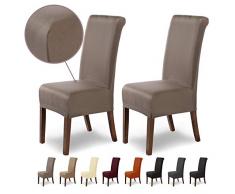 SCHEFFLER-Home Stretch Stuhlhusse Marie | 2er Set elastische Stuhlabdeckungen mit Fleckschutz | Stuhlhussen Schwingstühle | Spannbezug mit Gummiband | Elegante Stuhlbezüge