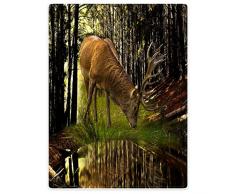Violetpos Dick Decke Weich Wärme Gemütlich Flanell-Fleece Sofadecke Deckeldecke Tier Hirsch Gras Essen Wald 150 x 200 cm