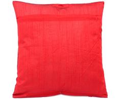Rot Indische Seide Kissenbezug | Zierkissenbezug | Sofakissenbezug | Dekokissen | Kissenhülle aus Indien - 40 x 40 cm ***Sonderangebot | Einführungsangebot | Startangebot für die ersten 100 Kunden***