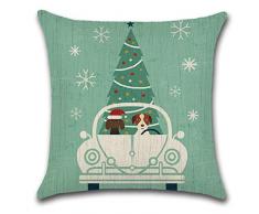 Nunubee Kissenbezug Hohe Qualität bettwäsche Wohnkultur Weihnachten-Serie Dekorative Kissenhülle Sofakissen zierkissen Elch Weihnachtsmann Gedruckt Glocke Elf Rentier Rudolph Festive, Auto 4 45x45cm