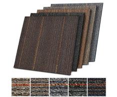 Design Teppichfliesen Berlin 50x50 cm selbstliegend - 1 m² Set - strapazierfähiger Teppich Bodenbelag mit hochwertigem Schlingenflor - antistatisch mit Bitumen Rücken (K3 Dunkelbraun, 4 Stück)