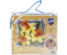 Vervaco Knüpfkissen Narzissen Knüpfpackung, Baumwolle, Mehrfarbig, 40 x 40 x 1 cm